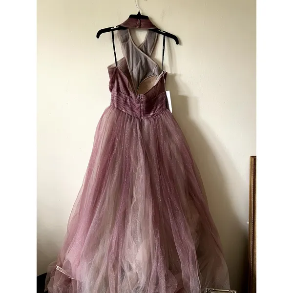 Mac Duggal 20376 Glitter Ombre Halter Neck Ballgown Maxi Dress size 8 Purple New - Image 8