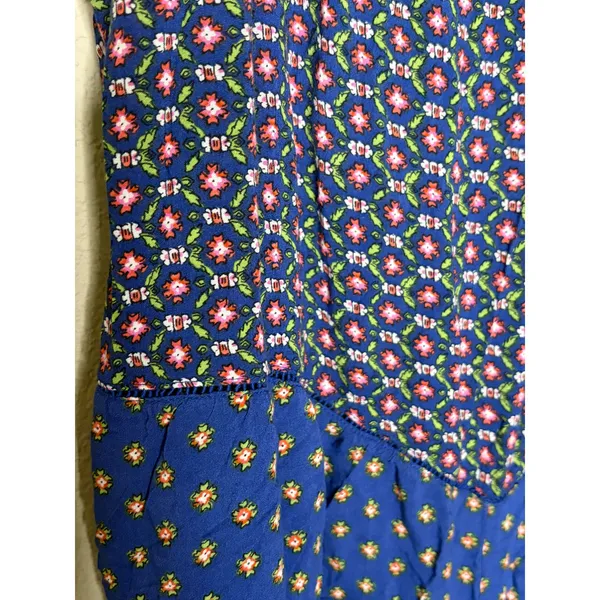Anthropologie XL Blue Floral Wide Leg Cropped Jumpsuit Boho Adjustable Strap - Image 5