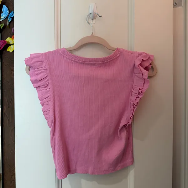 Zara Pink Ruffle Sleeve Tee - Image 2