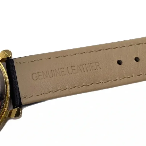 Vintage Christmas Watch Gold Tone Genuine Leather Band Holiday Elves New Battery - Image 10