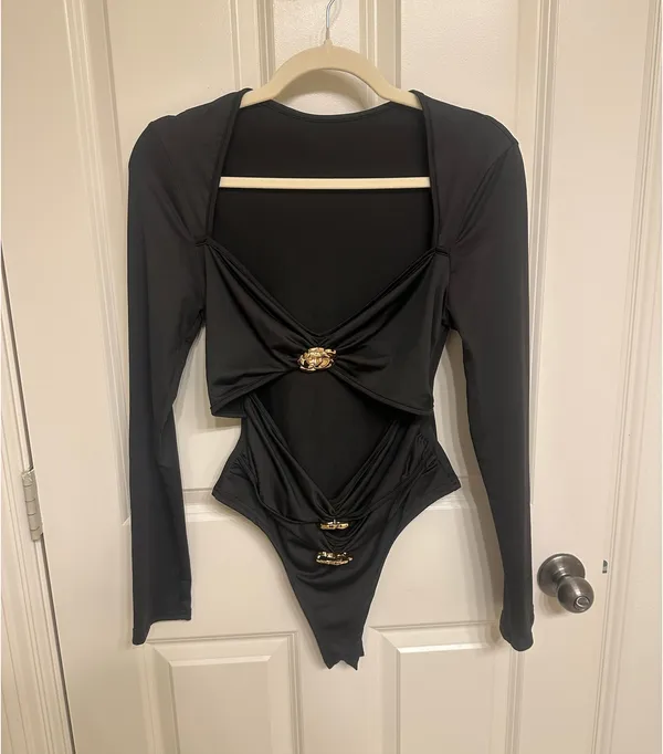 Shein Black Cutout Bodysuit - Image 2
