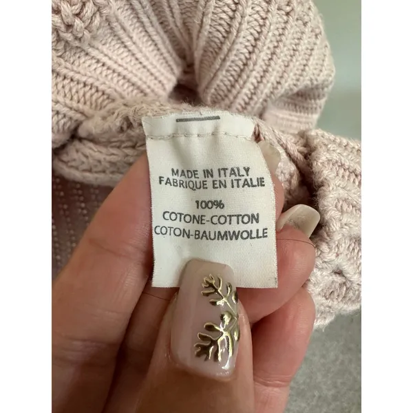 Brandy Melville 100% Cotton Italian Crochet Knit Crew Neck Slouchy Sweater OS - Image 4