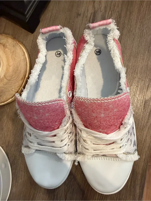 Pink Ombre Leopard Casual Sneakers Size 7 - Image 7
