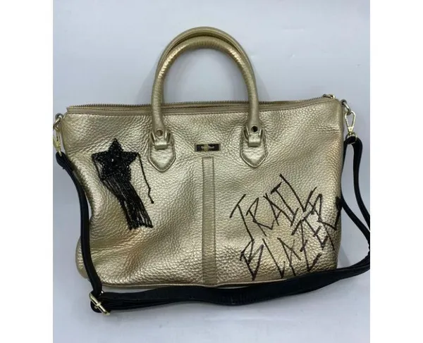 COLE HAAN Tote Bag Gold Customized w Graffiti - Image 5