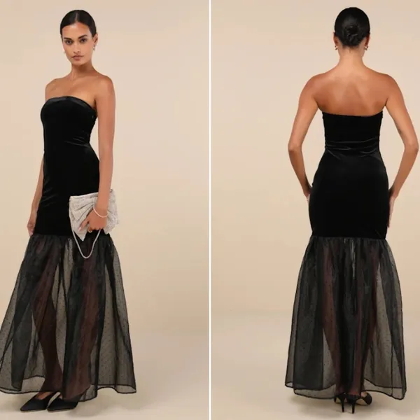 LULUS Prom Wedding Holiday Sexy Elegant Chic Vixen Velvet Cocktail Maxi - Image 5