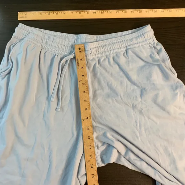 Lands End Womens XL Light Blue 100% Cotton Wide Leg Crop Drawstring Pants 545084 - Image 7