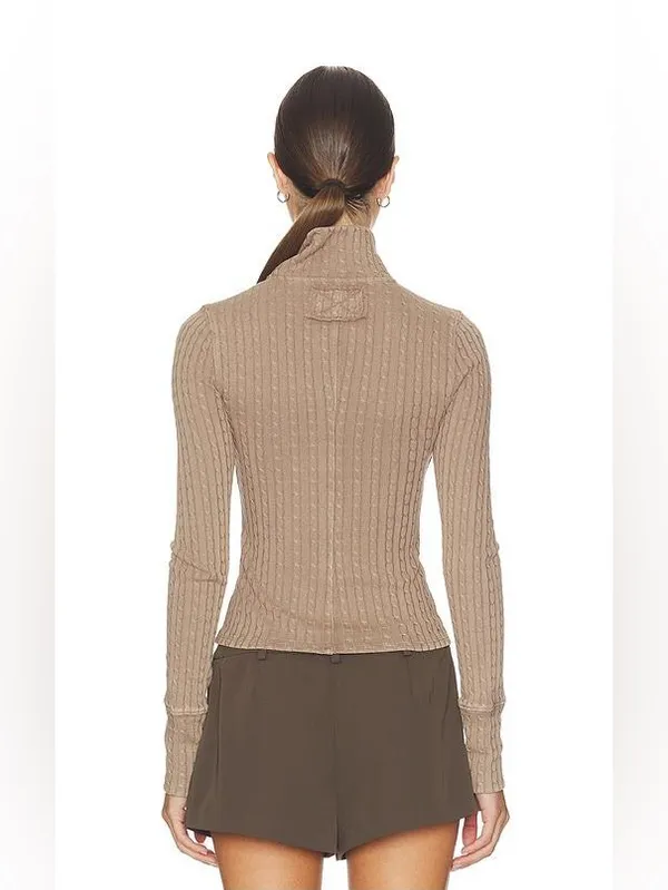 Free People Brunch Girl Up Zip Up in Dusted Cocoa S - Image 5