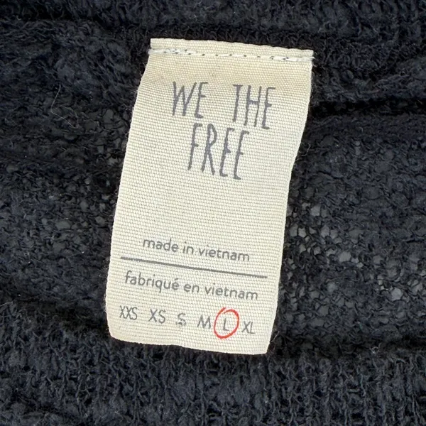 We The Free Free People Black Cotton Cropped Oversized Knit Sweater‎ Large - Image 2