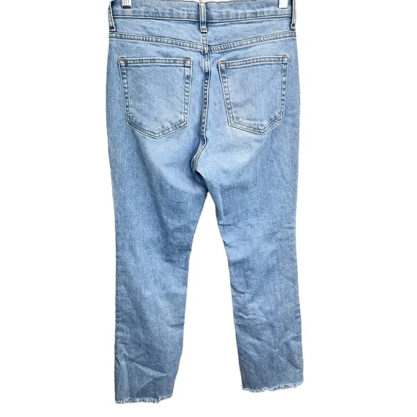 Everlane The Cheeky Straight Leg Raw Hem Light Wash Jeans Denim 26 ACTUAL‎ 28" - Image 5