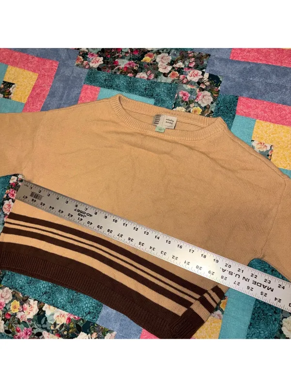 Anthropologie Saturday Sunday Striped Knit Oversized Crop Crew Sweater, Size M - Image 7
