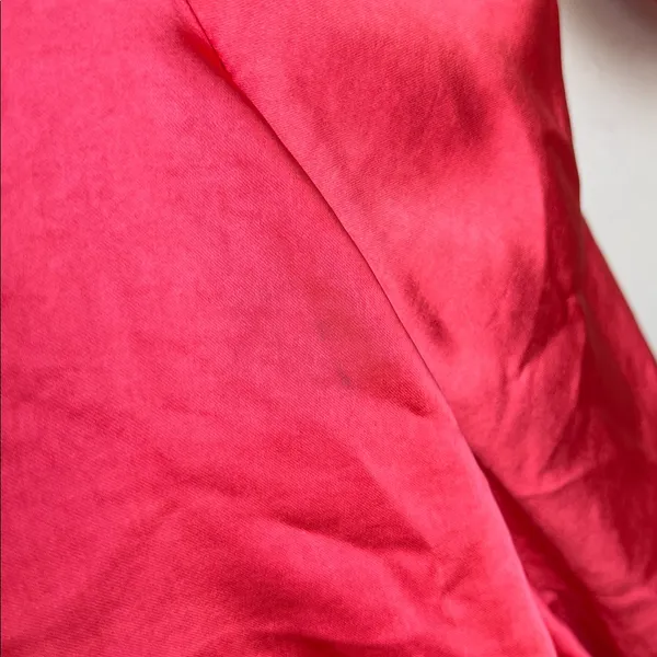A.L.C. JOSS Dress Mock Neck Satin Ruched Long Sleeve in Hibiscus Size 00 - Image 4