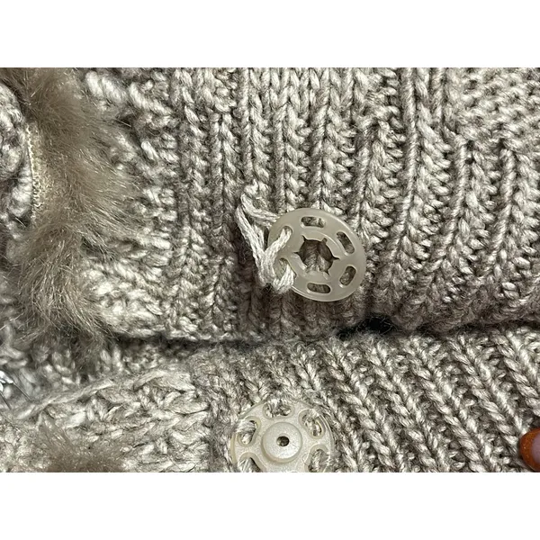 ROZ‎ & ALI Faux Fur Trimmed Cardigan Sweater Jacket Sz L Large I0216 - Image 5
