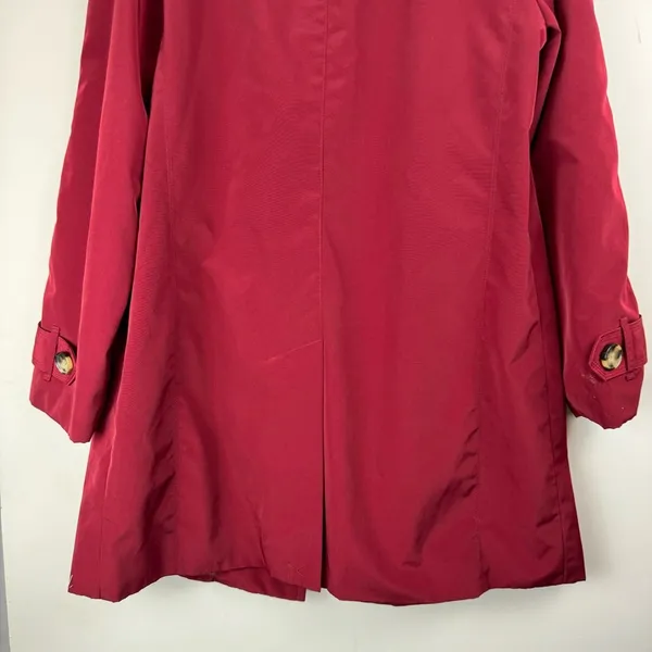 London Fog Red Button Front Trench Coat Jacket Sz Medium Plaid Flannel Lined - Image 15