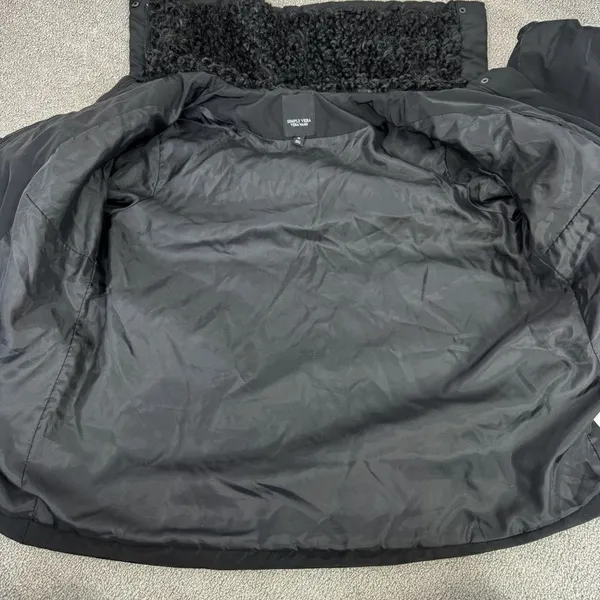 Simply Vera Puffer Jacket Faux Fur Collar Hood‎ Black Medium Balloon Sleeve - Image 12