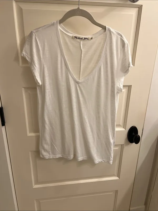 Michael Stars White V-Neck Short Sleeve Tee - Image 3