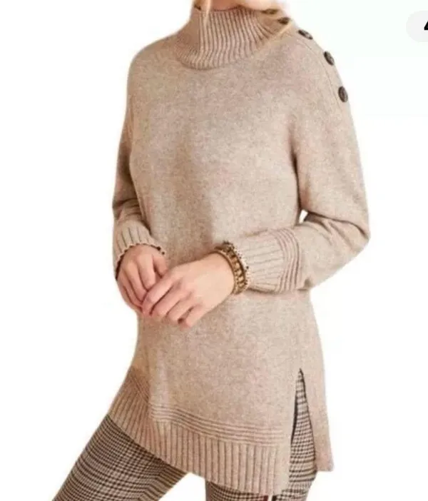 Women's Margarita Tunic Sweater Button Shoulder Size Large - Image 4