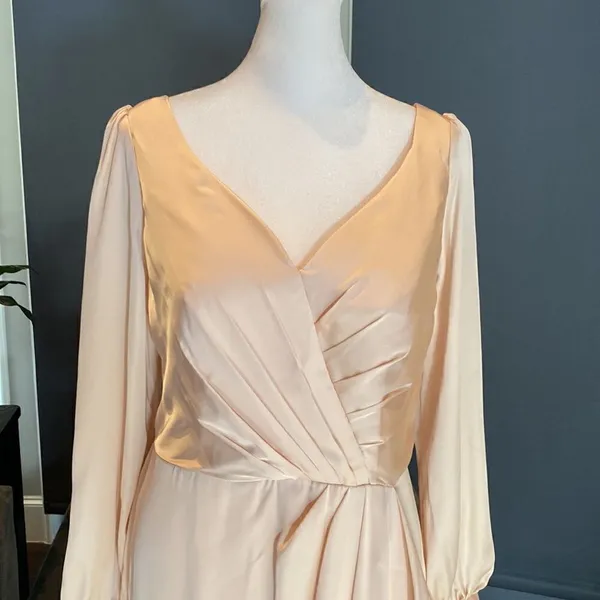 Women’s Full length V Neck Long Sleeve Corset Back Dress Size 6 - Image 2
