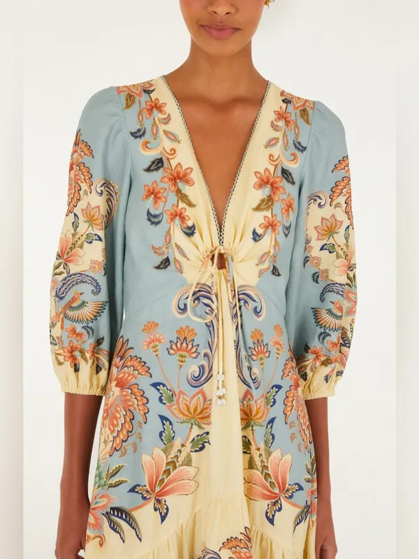 Farm Rio Butter Yellow Boho Beauty Maxi Dress XS - Image 3