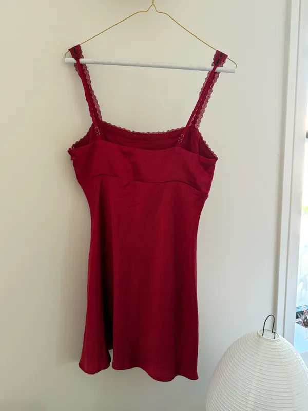 Nordstrom Mini Red Silk Dress - Image 3
