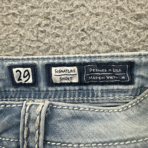 Miss Me Y2K Low Rise Signature Denim Jean Shorts Crochet Boho Festival Women 29 - Image 3