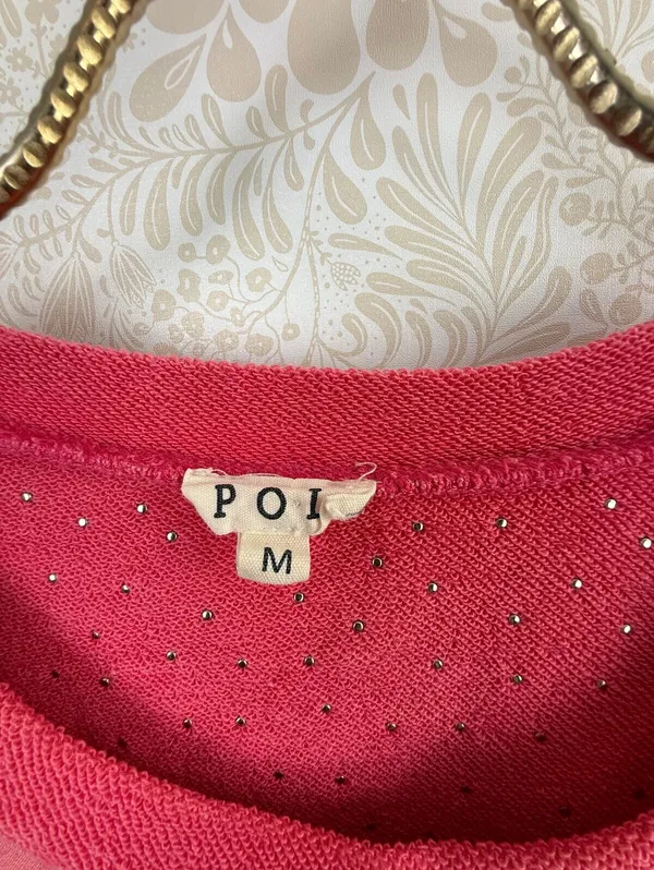POL Pink Rhinestone Stud Accent Pocket Sweatshirt - Size - Medium - Image 5