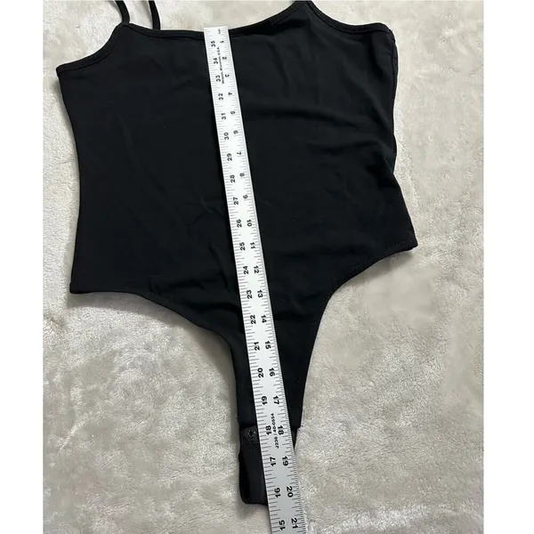 Madewell Cami Thong Tank Bodysuit Women's Medium Black Sleeveless Strappy NWT - Image 8