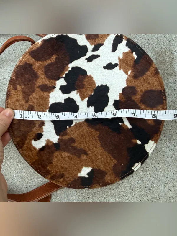 NWT Madewell The Simple Circle Crossbody Bag in Calf Hair Brown Western - Image 2
