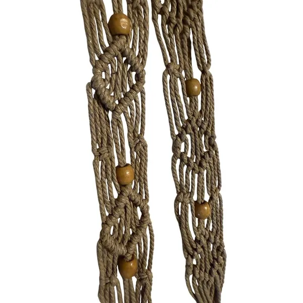 Y2K Macrame‎ Belt with Wood Beading 28 inch Waste 57 Full Length Belt - Image 3
