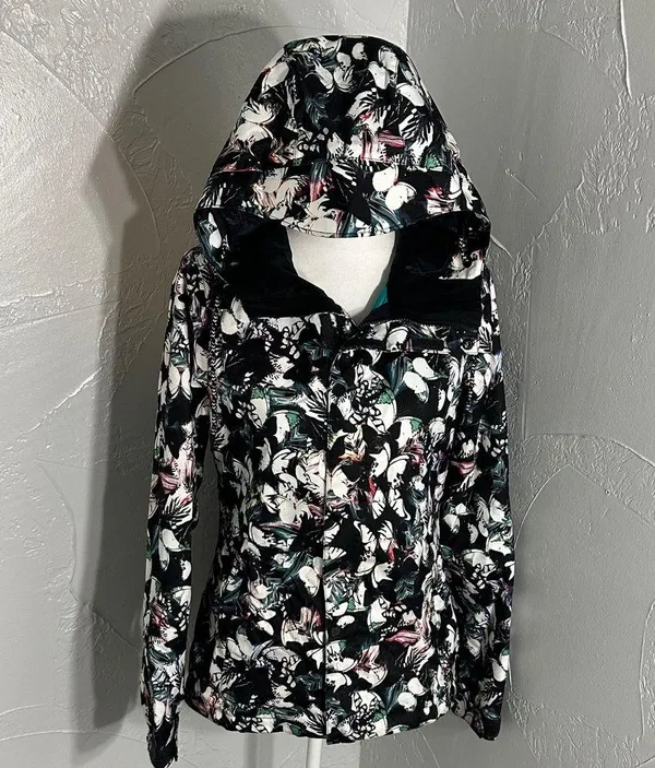 Volcom Women’s Snowboard Jacket Floral Print Hooded Winter Snow Ski, 8k. - Image 2