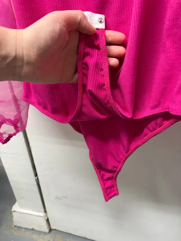 Altar'd State Bodysuit Puff Sleeve Pink - Image 5