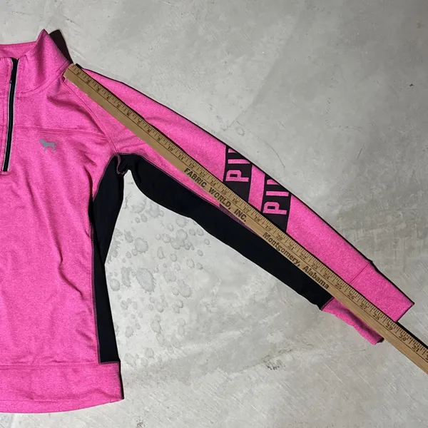 Victoria's Secret Pink and Black 1/4 Zip Pullover Reflective Jacket SZ Large EUC - Image 8