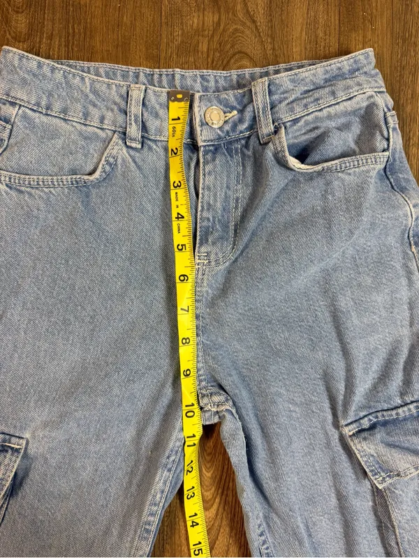 Bershka Light Blue Cargo Wide-Leg Jeans - Image 7