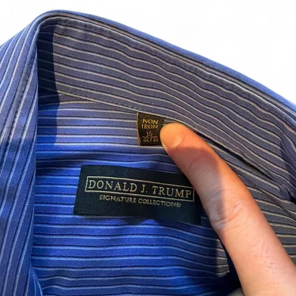 Men's Blue Pinstripe Spread Collar Dress Shirt - Image 3