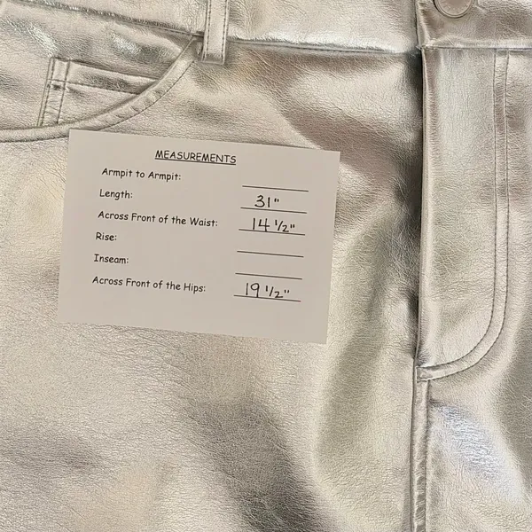 NWT!! AVEC LES FILLES Shimmering Silver Pencil Skirt Metallic Pockets Medium - Image 13