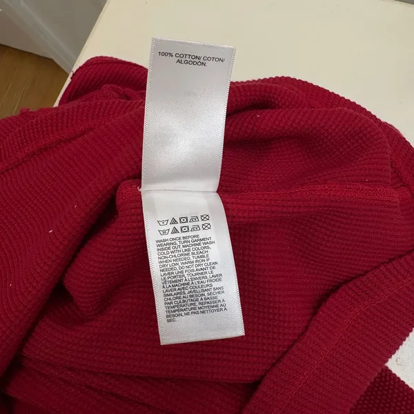Lucky Brand Cable Knit Sleeve Thermal Henley Top M Red Cotton Boho Gorpcore Fall - Image 7