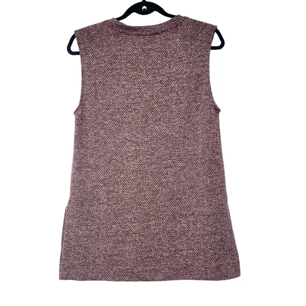 Banana Republic Long Maroon & White Sleeveless Top w/Side Bottom Slits Sz S - Image 3