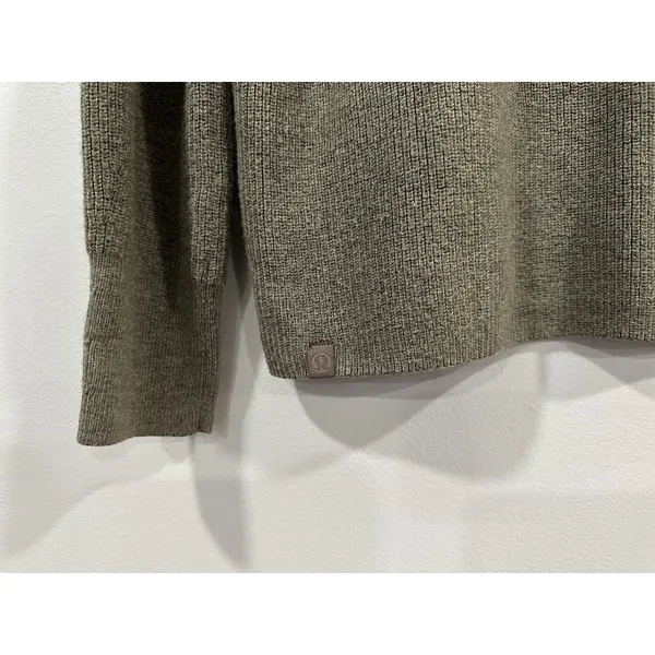 Lululemon Merino Wool-Blend Ribbed Crewneck Sweater Heathered Nomad Sz 8 - Image 4