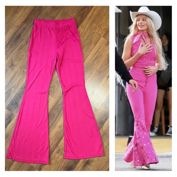 SheIn Pink Flare Women's Pants - Perfect for Barbie Costume - Image 2