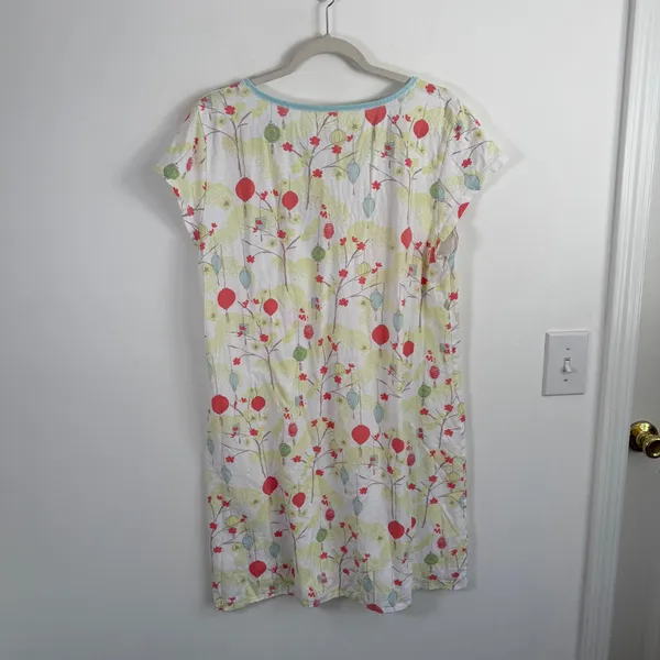 Green Cotton by Garnet Hill 100% Cotton Nightgown White Lantern Floral Womens XL - Image 9