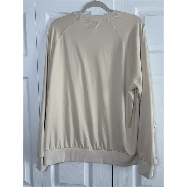 Feat Blanket Blend Crewneck Sweatshirt Womens Size XL Cream Tan Pullover Soft - Image 4