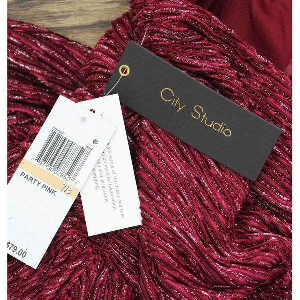 NWT City Studio Velvet Spaghetti Strap Fit Flare Mini Dress Wine Red 7 / 8 - Image 6