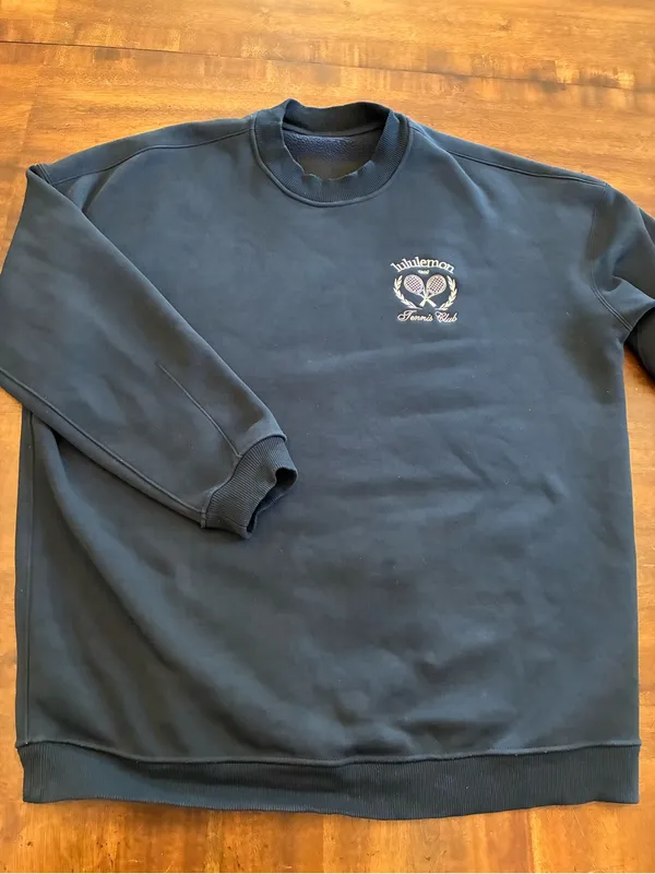 Lululemon Heavyweight Fleece Pullover Tennis Club Crewneck Sweatshirt XL Navy - Image 3