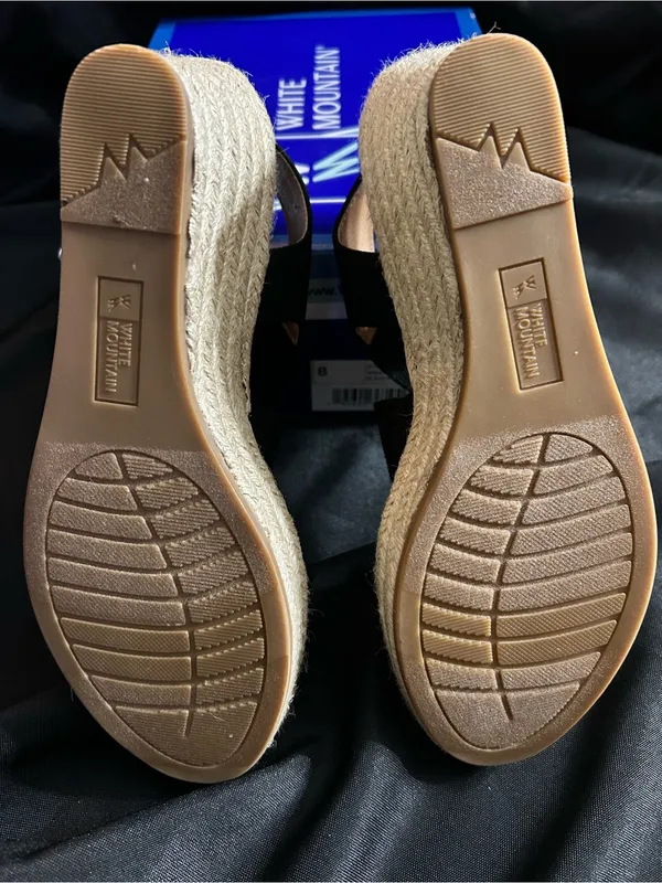 White Mountain Yanda Black Espadrille Wedge Sandals In Original Box SZ 8 - Image 6