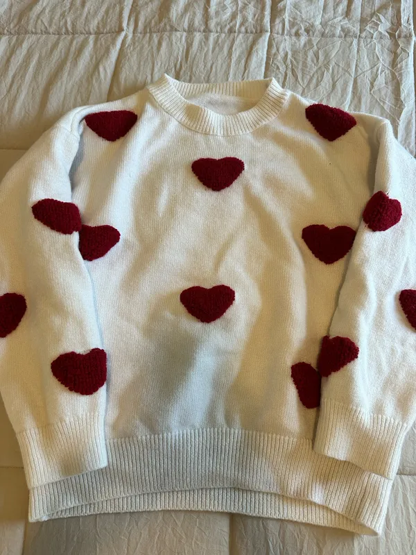 Valentines Heart Sweater White Size L - Image 2