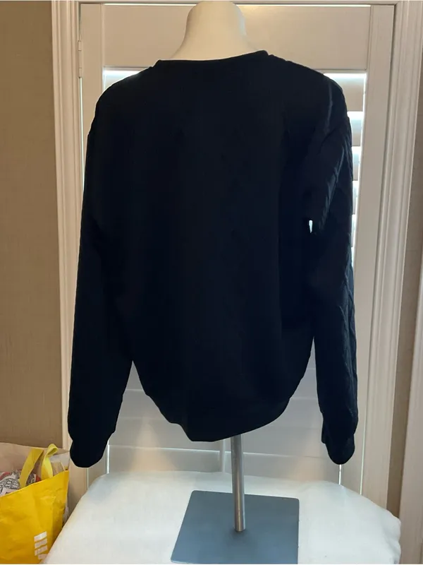 Women's Black Quilted Crewneck Sweatshirt - Image 3