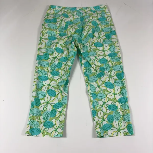 Lilly Pulitzer Capri Pants Womens 12 Multicolor Floral Twill Stretch Tropical - Image 3