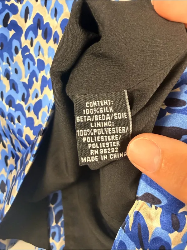 Tibi blue abstract silk back ruffle skirt size 8 READ - Image 3