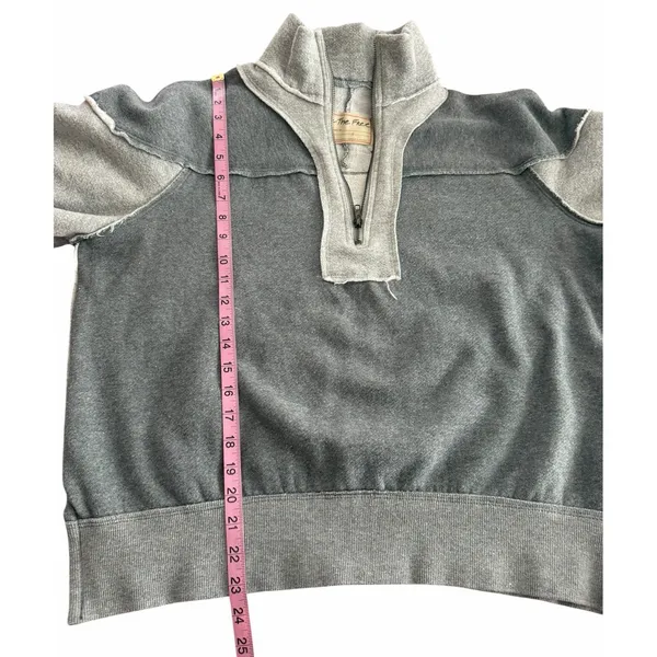 We The Free x Free People Kassey Half Zip Sweatshirt Two Tone Gray Size Small - Image 14