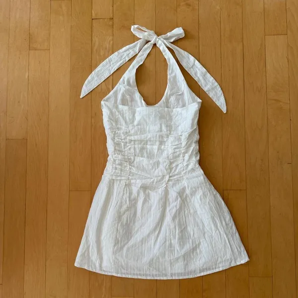 Princess Polly Silver Springs white halter ruched mini dress - Image 3