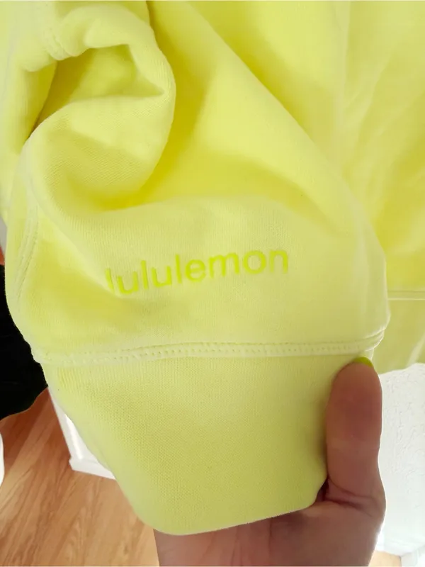 Lululemon Neon Yellow Cropped Sweatshirt Sz 4 - Image 4